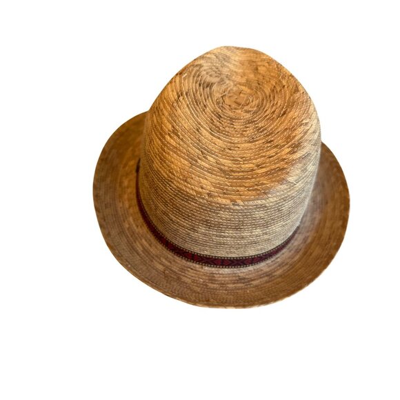 J. Fielder Straw Fedora Hat With Patterned Band Size L Made In Mexico - Picture 2 of 5